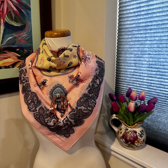 Vintage Ginnie Johansen Bandana/ Scarf w/ Western Rodeo Queen Theme - Picture 10 of 11